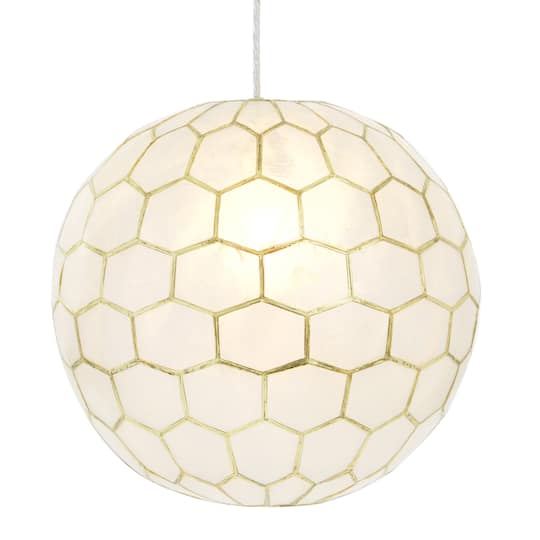 14&#x22; Capiz Honeycomb Globe Pendant Light